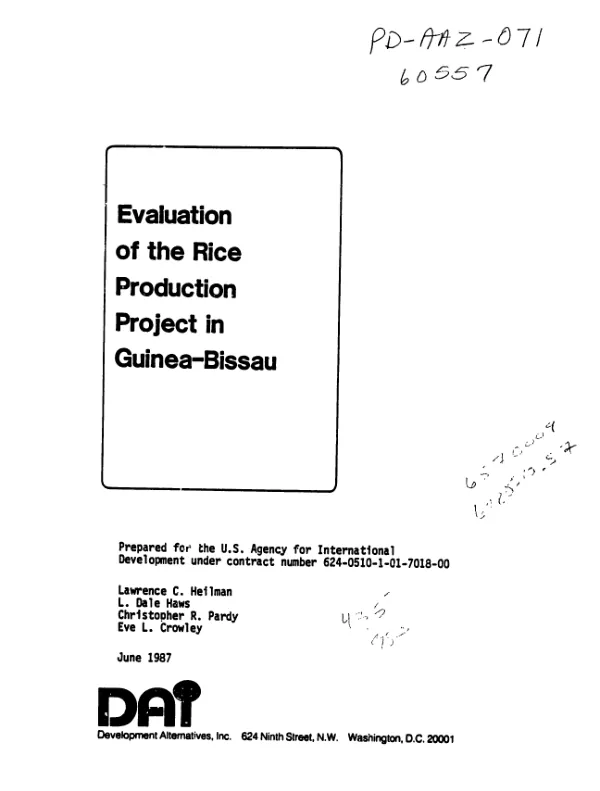 Evaluation of the rice production project in Guinea-Bissau