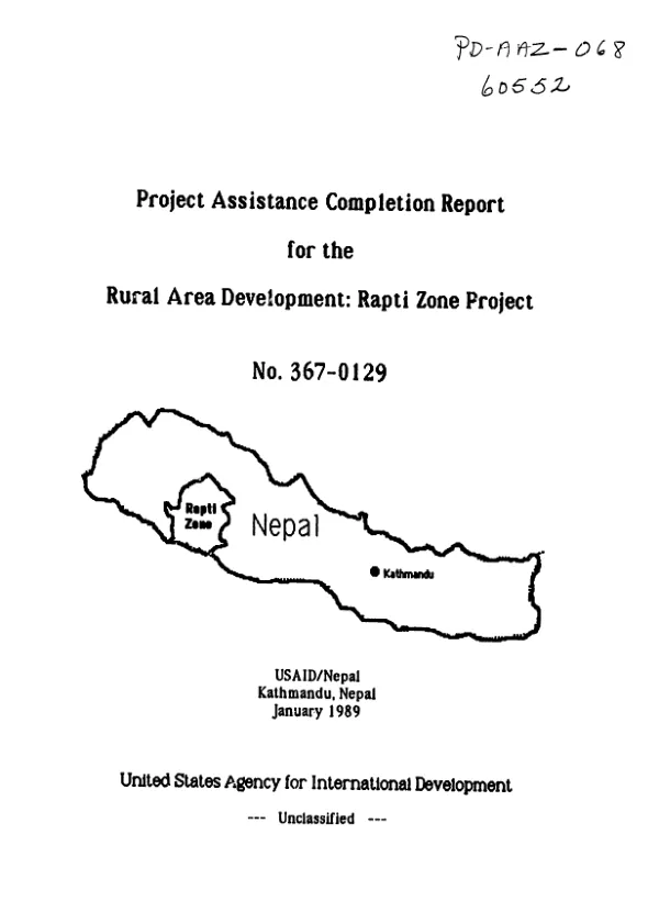 Project assistance completion report for the rural area development : Rapti Zone project no. 367-0129