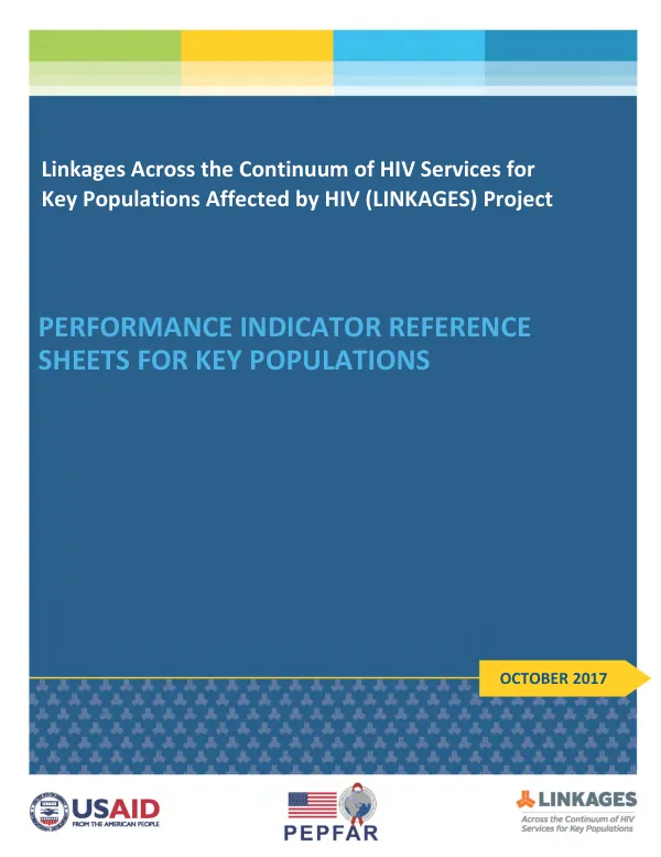 Performance indicator reference sheets for key populations