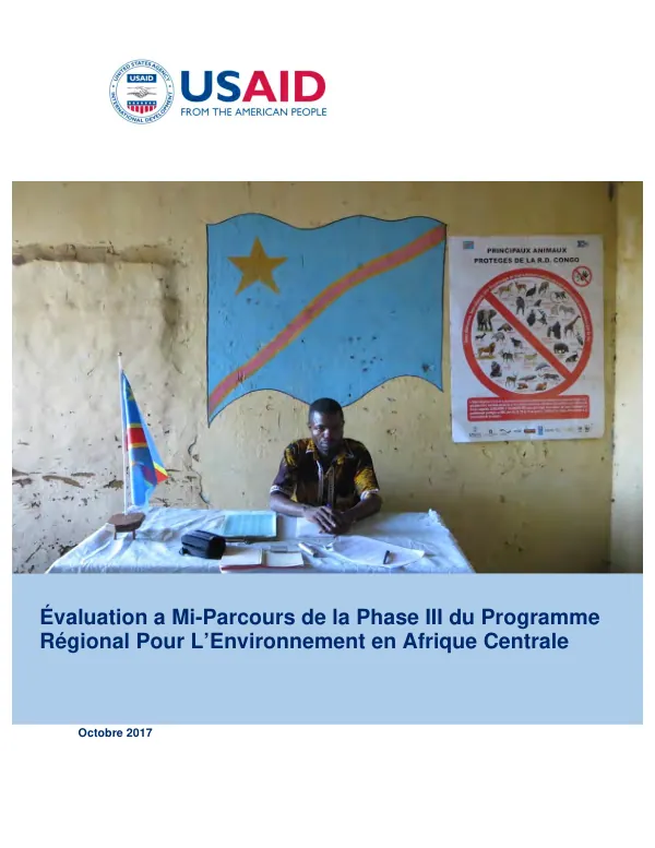 Evaluation a mi-parcours de la phase iii du programme regional pour l"environnement en Afrique Centrale