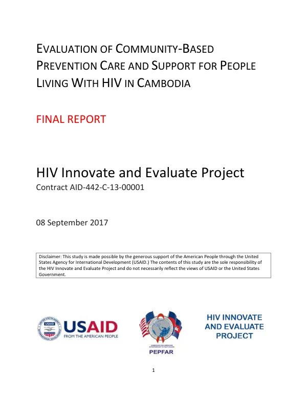 Evaluation of community-based prevention care and support for people living with HIV in Cambodia
