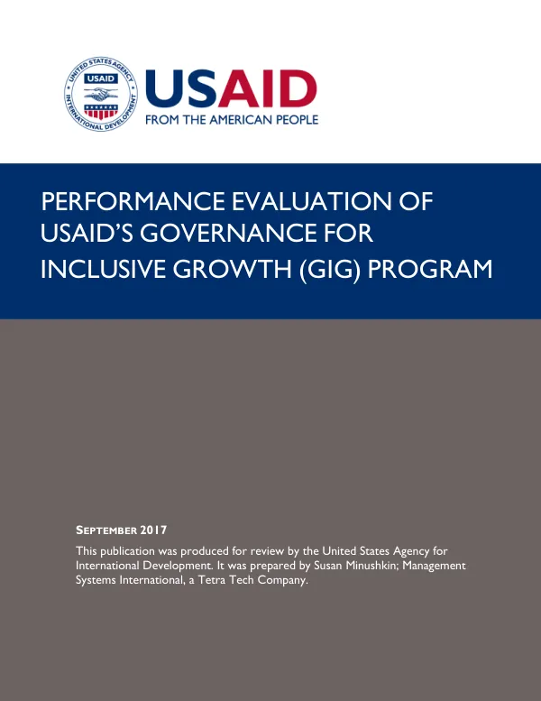 Performance evaluation of USAID"s governance for inclusive growth (GIG) program