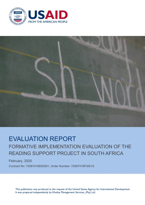 Reading support project : evaluation report : formative implementation evaluation of the reading support project in South Africa