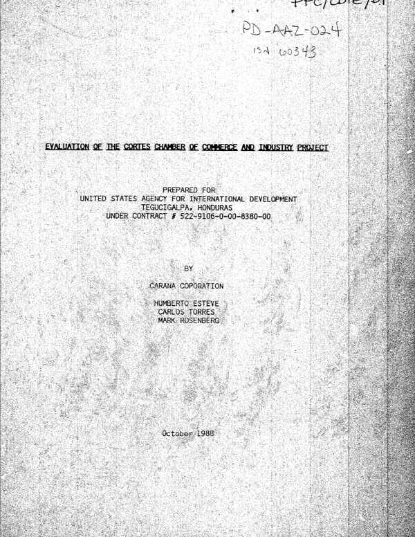 Evaluation of the Cortes Chamber of Commerce and Industry project