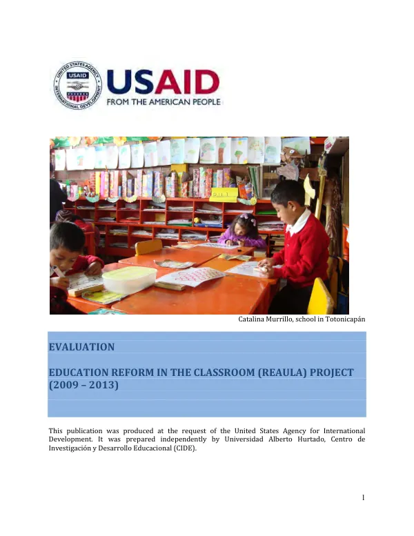 Evaluation : education reform in the classroom (ReAula) project