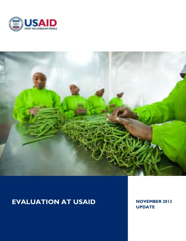 Evaluation at USAID : November 2013 update