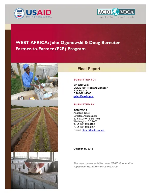 West Africa : John Ogonowski & Doug Bereuter farmer-to-farmer (F2F) program : final report
