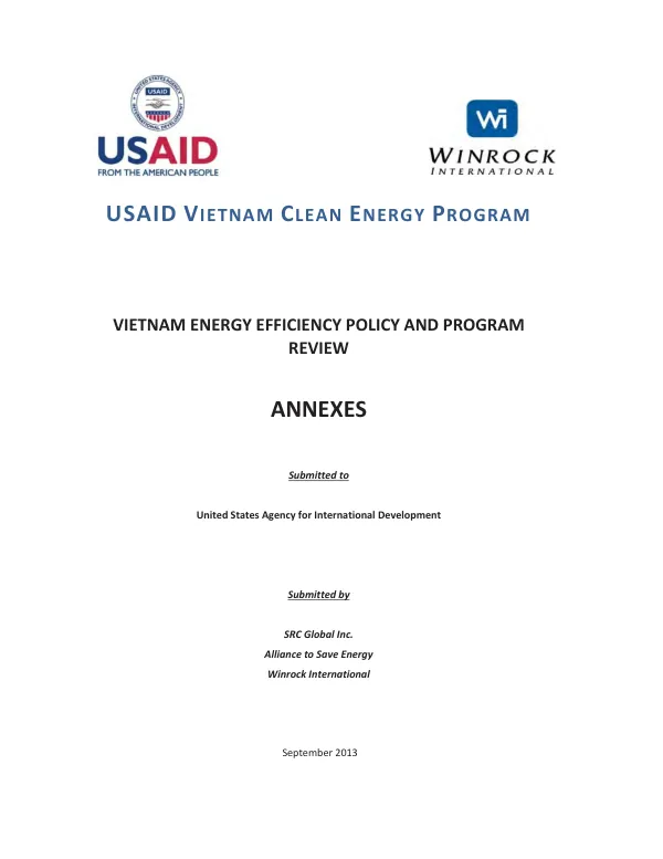 Vietnam energy efficiency policy and program review : annexes