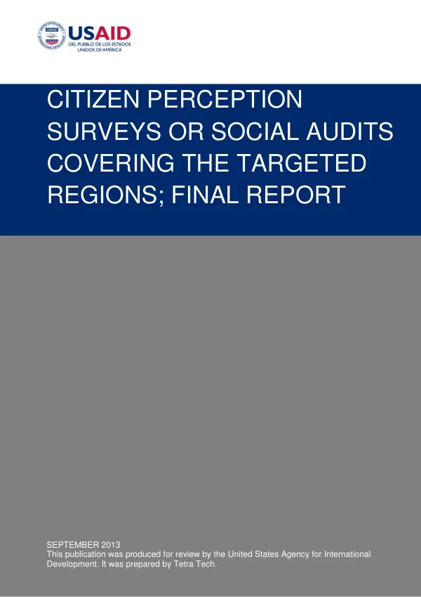 Citizen perception surveys or social audits covering the targeted regions : final report