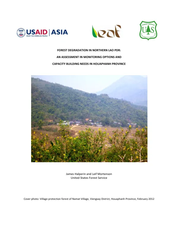 Forest degradation in northern Lao PDR : an assessment in monitoring options and capacity building needs in Houaphanh Province