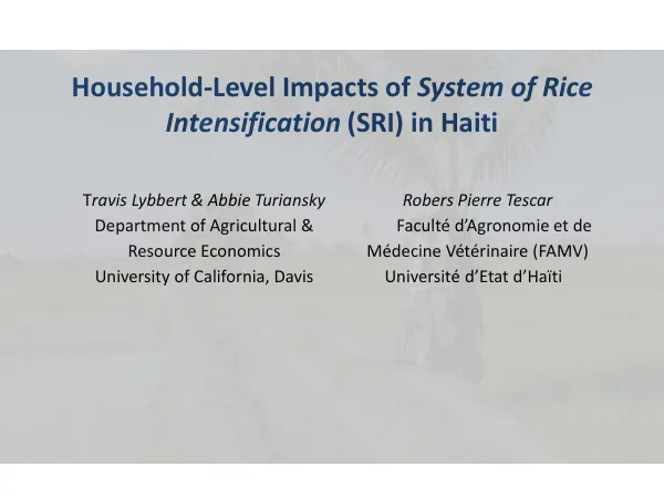 Household-level impacts of system of rice intensification (SRI) in Haiti