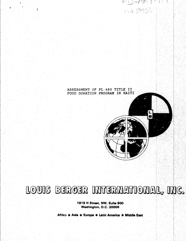 Assessment of PL-480 Title II food donation program in Haiti