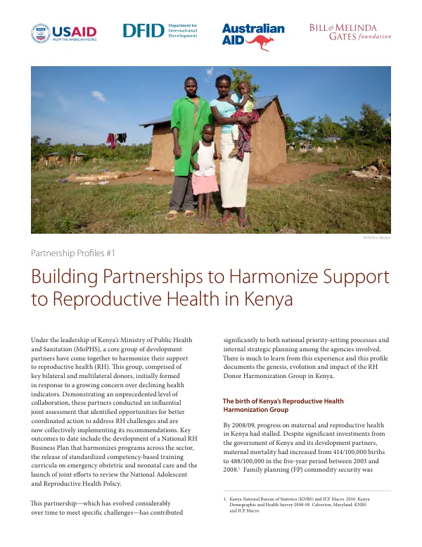 Building partnerships to harmonize support to reproductive health in Kenya