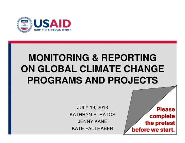 Monitoring & reporting on global climate change programs and projects