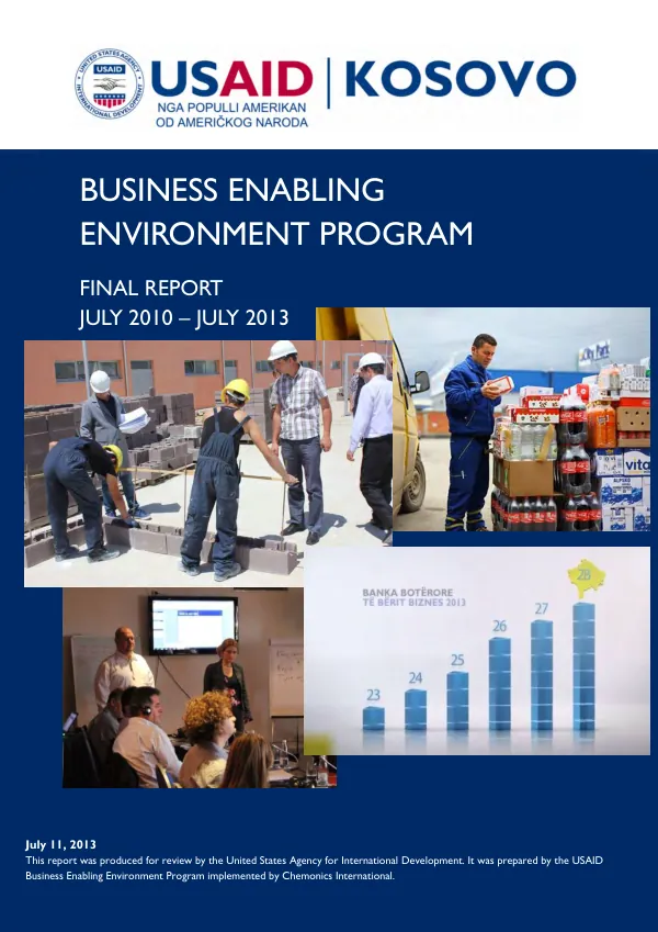 Business enabling environment program : final report, July 2010-July 2013