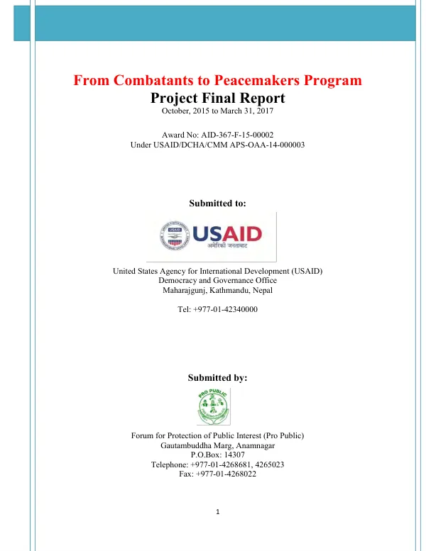 Capacity Building and Change Management Program II: FY2015 Annual Report [public version]