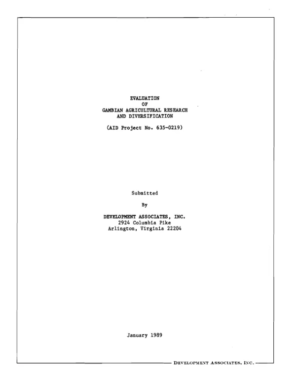 Evaluation of Gambian agricultural research and diversification
