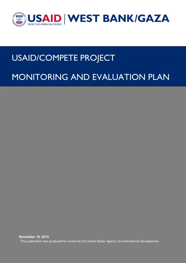 USAID/Compete Project Monitoring and Evaluation Plan