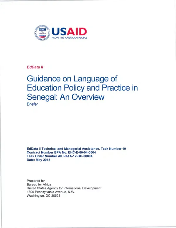Guidance on language of education policy and practice in Senegal : an overview briefer