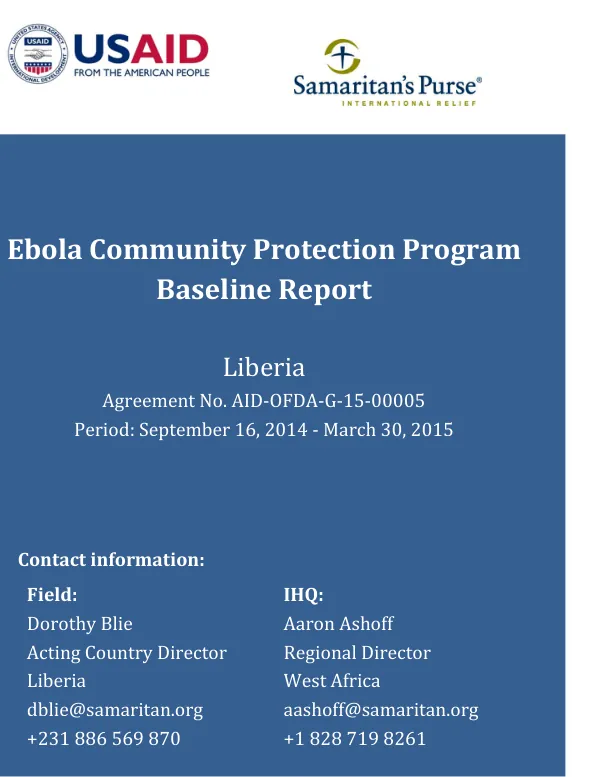 Ebola Community Protection Program Baseline Report