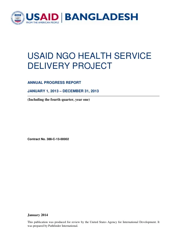 USAID NGO Health Service Delivery Project Annual Progress Report - Year 1