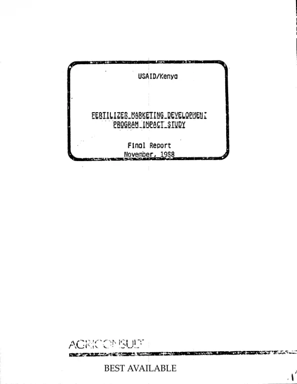 USAID/Kenya fertilizer marketing development program impact study : final report