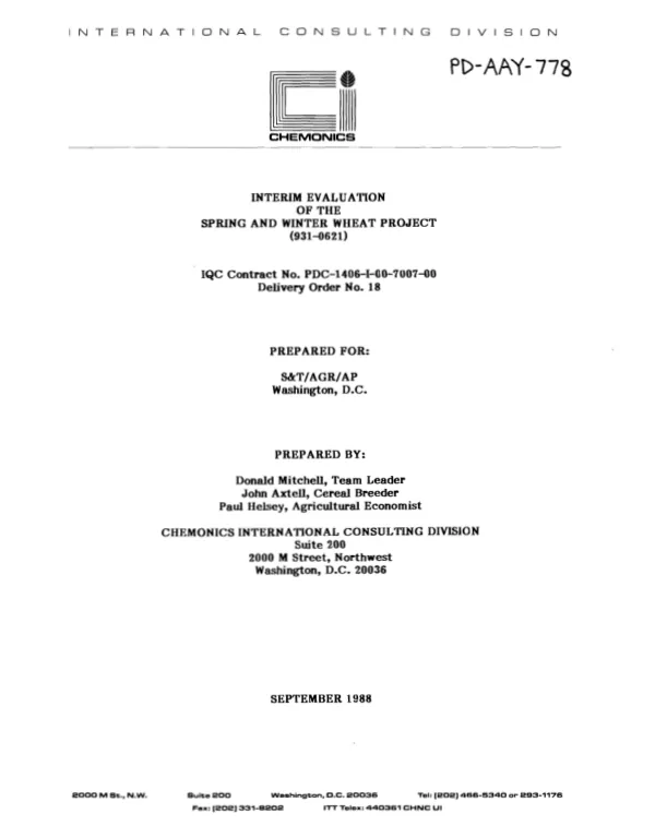 Interim evaluation of the spring and winter wheat project (931-0621)