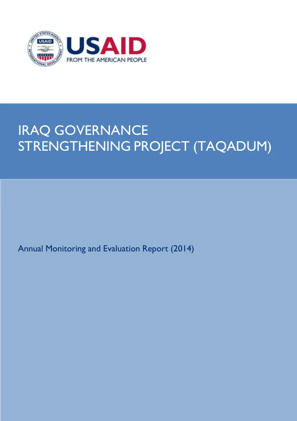 Iraq Governance Strengthening Project Annual Monitoring and Evaluation Report 2014