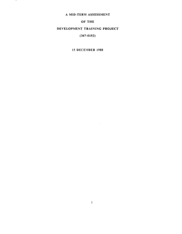 Nepal : a mid-term assessment of the development training project (367-0152)