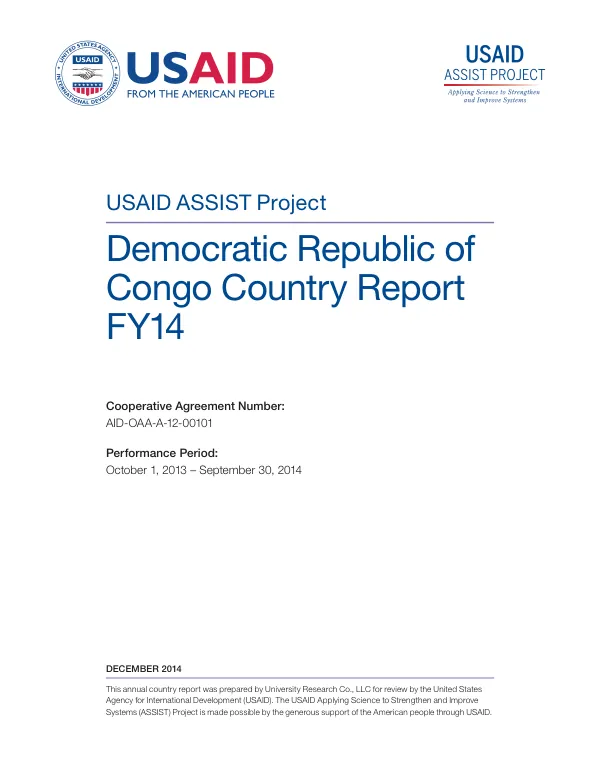 USAID ASSIST Project: Democratic Republic of Congo Country Report FY14