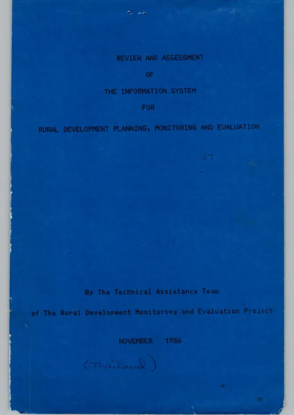 Review and assessment of the information system for rural development planning, monitoring and evaluation