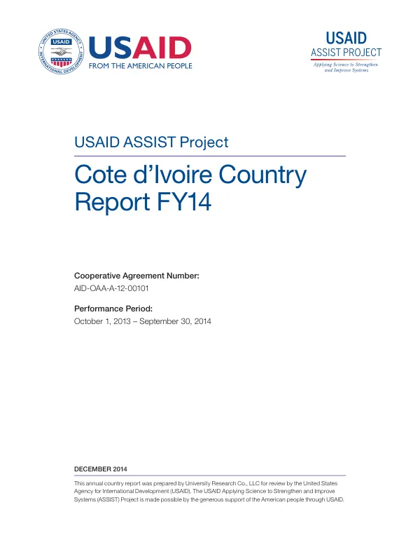 USAID ASSIST Project: Cote d’Ivoire Country Report FY14