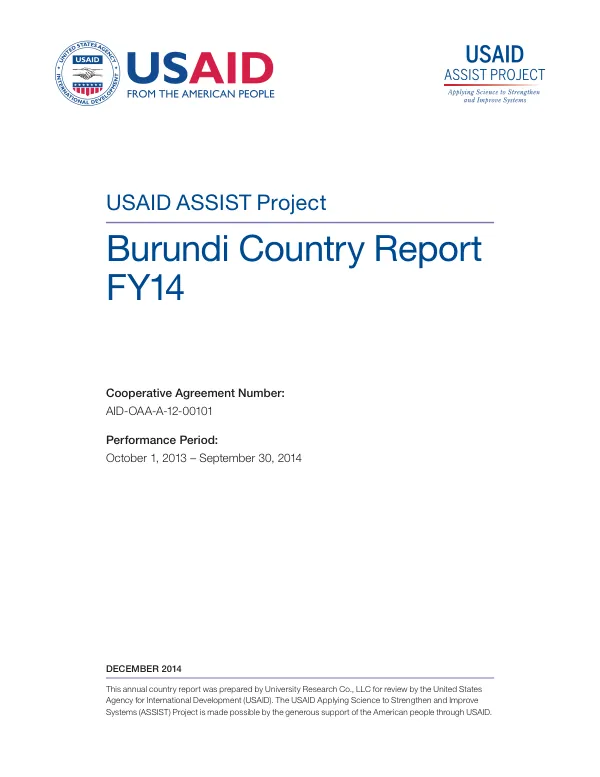 USAID ASSIST Project: Burundi Country Report FY14
