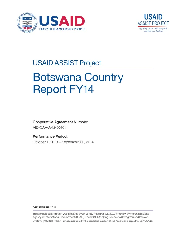 USAID ASSIST Project: Botswana Country Report FY14