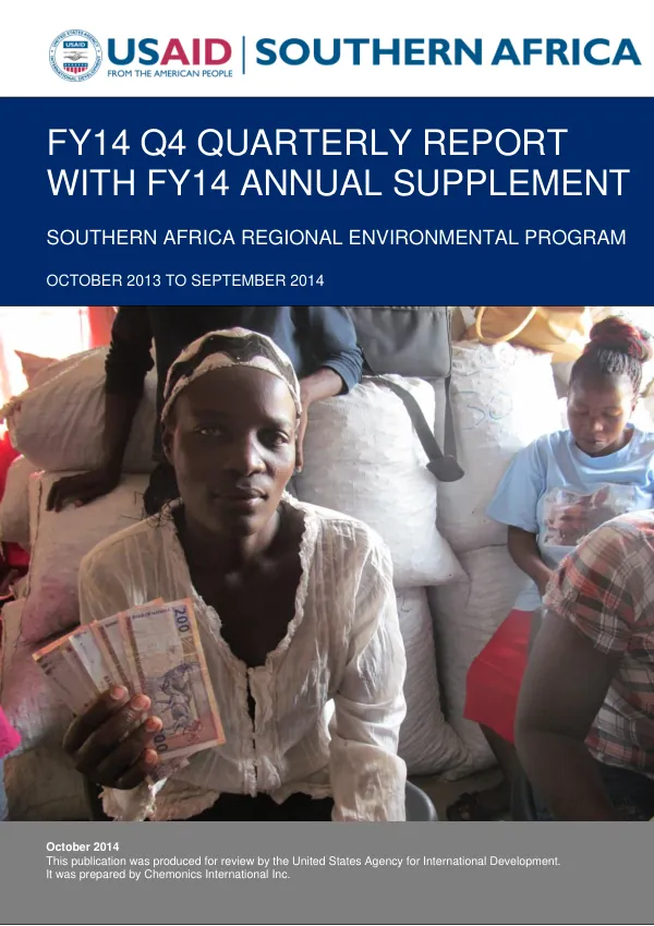 Annual Report, Southern Africa Regional Environmental Program (SAREP), October 2013 - September 2014, FY14