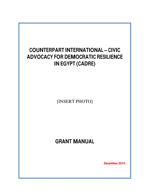 CADRE Grants Manual - Final Draft (Submitted)