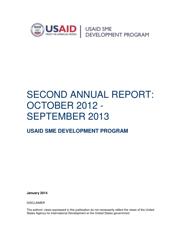 Second Annual Report: October 2012 - September 2013 USAID SME Development Program