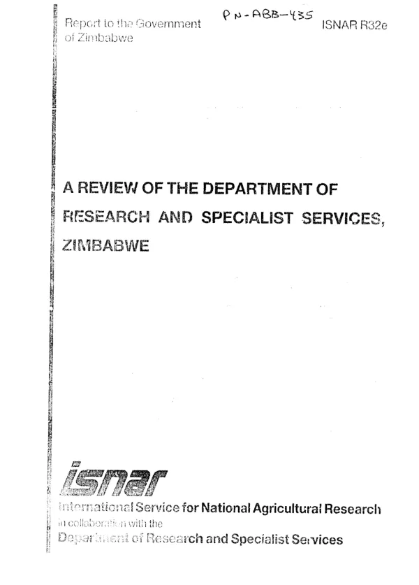 Review of the Department of Research and Specialist Services, Zimbabwe