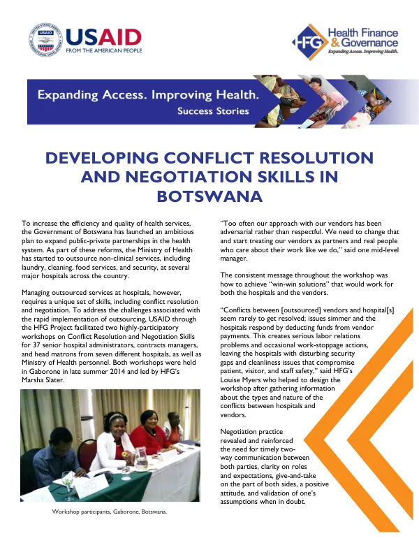 Developing Conflict Resolution and Negotiation Skills in Botswana