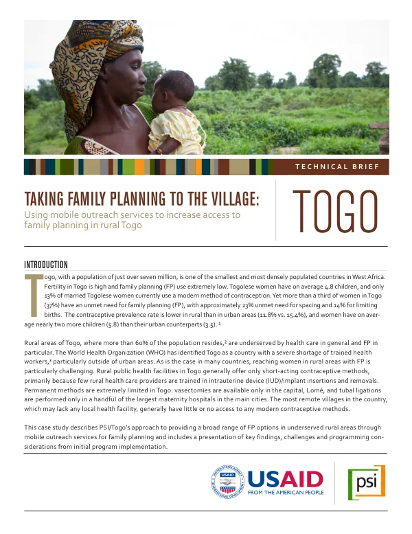 Taking family planning to the village : using mobile outreach services to increase access to family planning in rural Togo