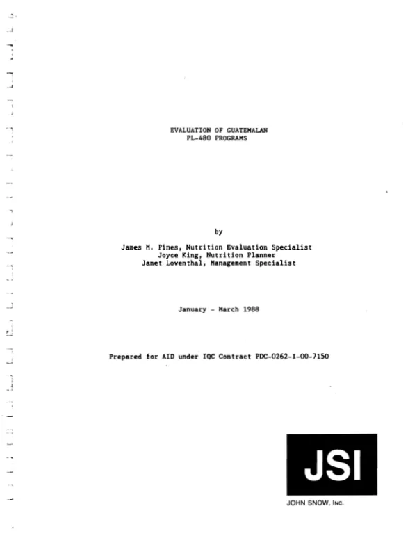 Evaluation of Guatemalan PL-480 programs