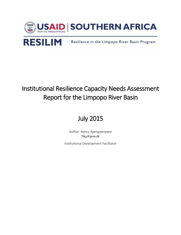 Institutional Resilience Capacity Needs Assessment Report for the Limpopo River Basin