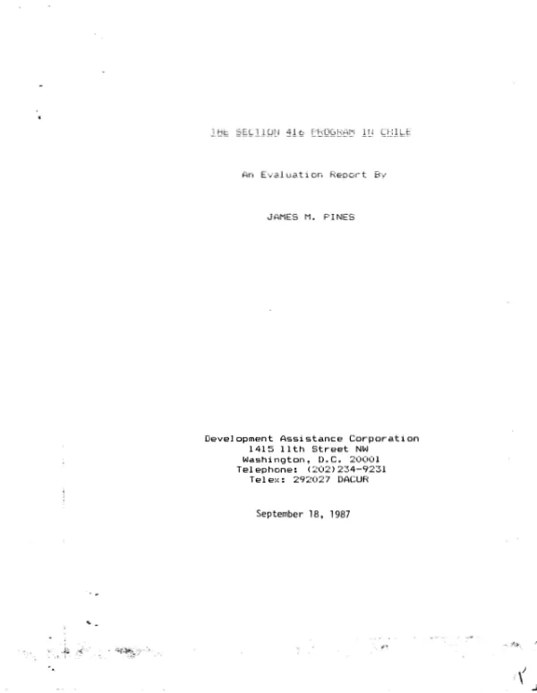 Section 416 program in Chile : an evaluation report