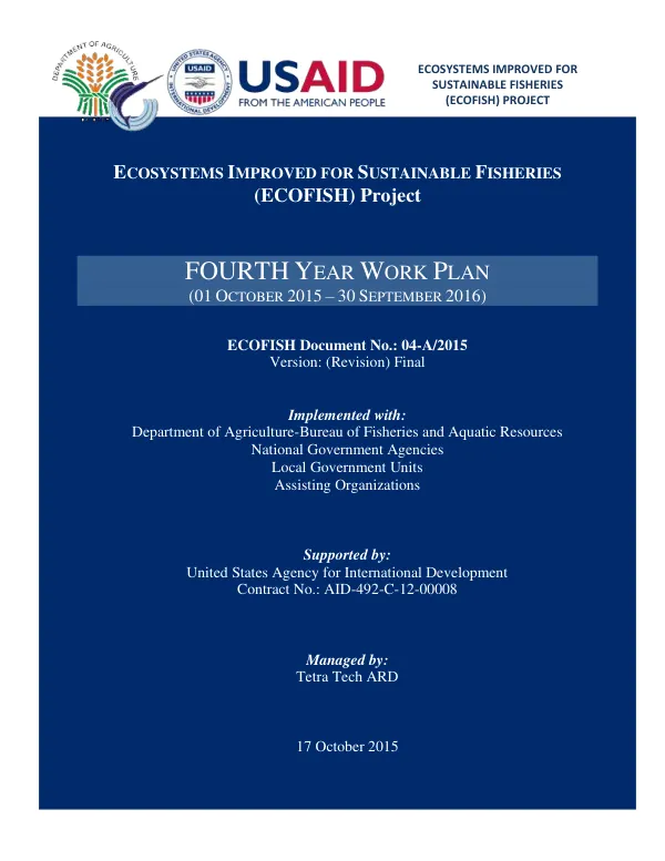 ECOFISH Fourth Year Work Plan Revision 1