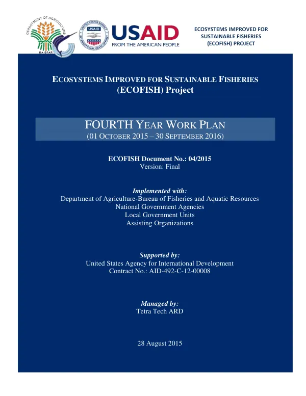 ECOFISH Fourth Year Work Plan