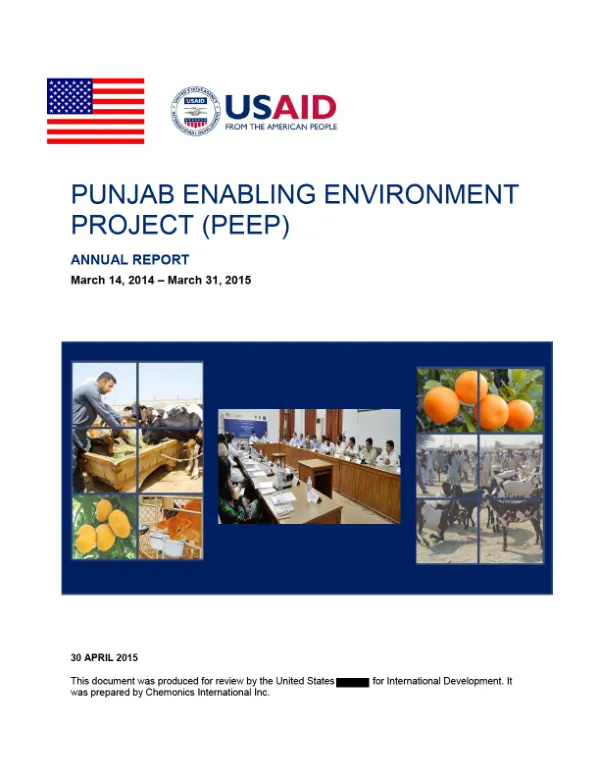Punjab Enabling Environment Project (PEEP) Annual Report March 14, 2014 - March 31, 2015