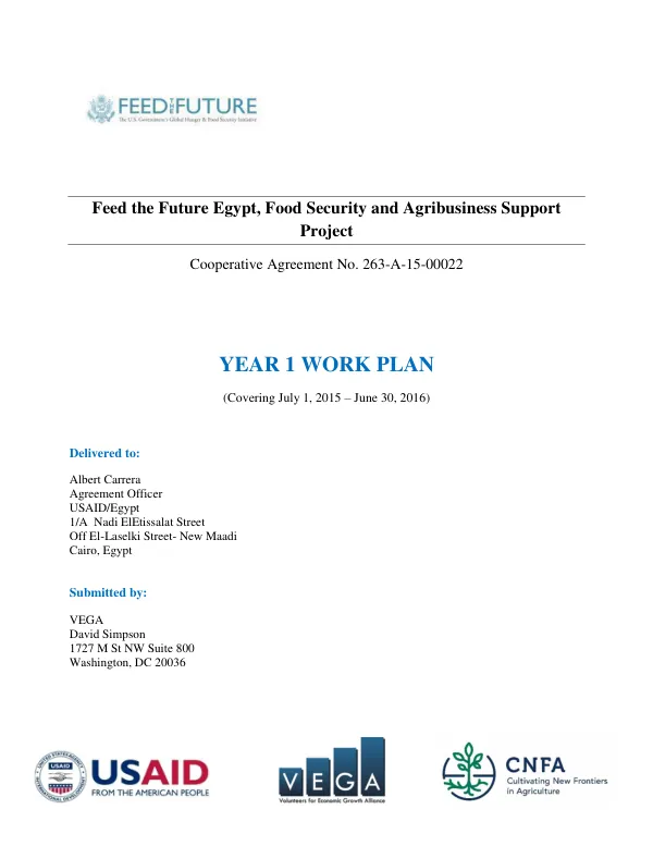 Feed the Future Egypt FAS Work Plan Year 1