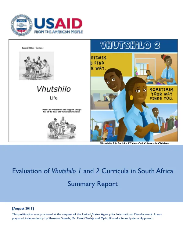 Evaluation of Vhutshilo 1 and 2 Curricula in South Africa: Summary Report