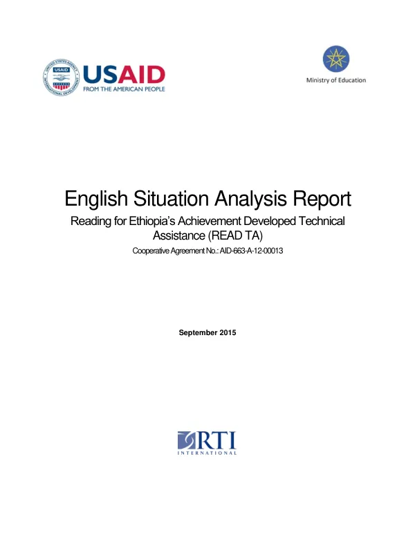 English situation analysis report Reading for Ethiopia’s Achievement Developed Technical Assistance (READ TA) project