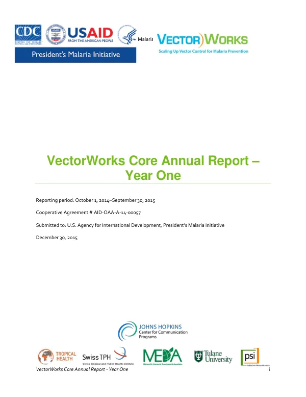 VectorWorks Year 1 Core Annual Report (October 1, 2014 - September 30, 2015)